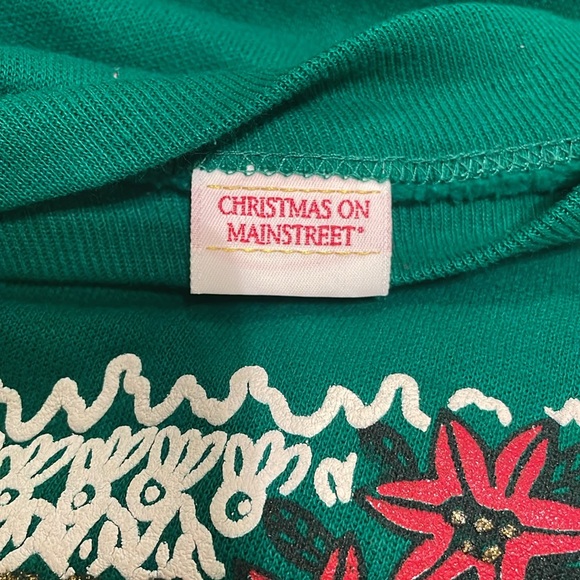 CHRISTMAS ON MAINSTREET Green Sweatshirt w/Bears Bows Flowers Size XL - Picture 8 of 9